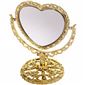 Зеркало настольное в пластиковой оправе Версаль - Сердце  цвет золото, двухстороннее 17см.