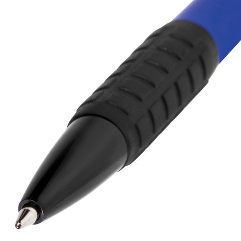 Ручка шариковая автоматическая с грипом BRAUBERG "Explorer", СИНЯЯ, корпус синий, узел 0,7 мм, линия письма 0,35 мм, 140581