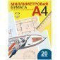 Бумага масштабно-координатная Лилия Холдинг, А4 20л., голубая, в папке