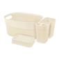 Набор для ванной комнаты OSLO Optima 4 предмета (корзина 3л,мыльница,стакан,подст. д/зуб.щ)молочный