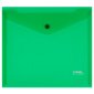 Папка-конверт на кнопке СТАММ А5+, 180мкм, пластик, прозрачная, зеленая