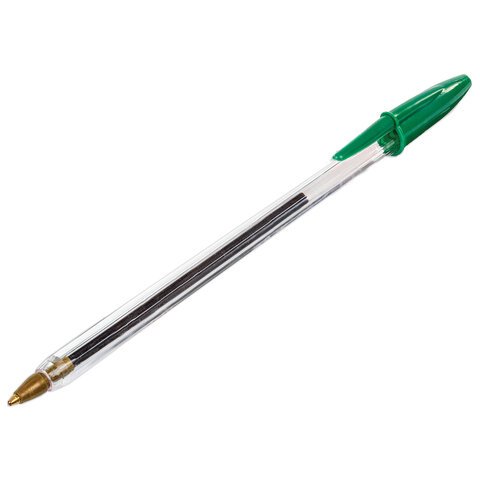 Ручка шариковая STAFF "Basic BP-01", письмо 750 метров, ЗЕЛЕНАЯ, длина корпуса 14 см, узел 1 мм, 143739
