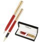 Набор Delucci "Rosso": ручка шарик., 1мм и ручка-роллер, 0,6мм, синие, корпус вишн/зол., подарочная упаковка