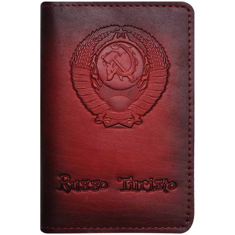 Обложка для паспорта Кожевенная мануфактура, "Руссо Туристо", нат. кожа, красная, в деревянной упаковке