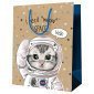 Пакет подарочный 11*14*6,5см MESHU "Космический кот", крафт